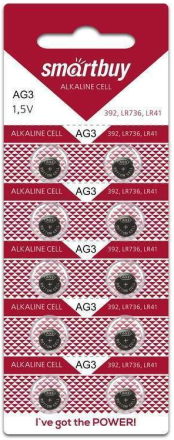  Батарейка часовая Smartbuy AG3-10B (100/2000) (SBBB-AG3-10B)