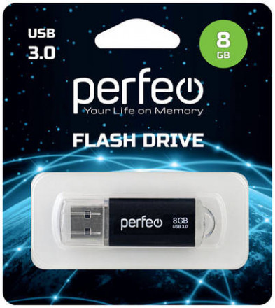 3.0 USB флеш накопитель Perfeo 8GB C14 чёрный