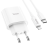  Сетевое зар. устр. Hoco C94A с шнуром Type-C на Lightning 1C 20W белое