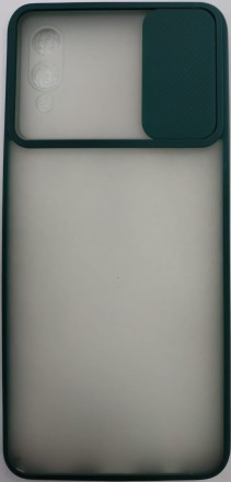  Накладка со шторкой камеры Samsung Galaxy A02 матовая зеленая