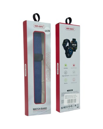  Сменный браслет для Apple Watch 42/44/45/49мм Ven-Dens тканевый плетёный эластичный синий