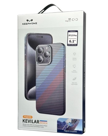  Накладка для i-Phone 15 Pro Keephone Kevilar Magsafe Woven разноцветный