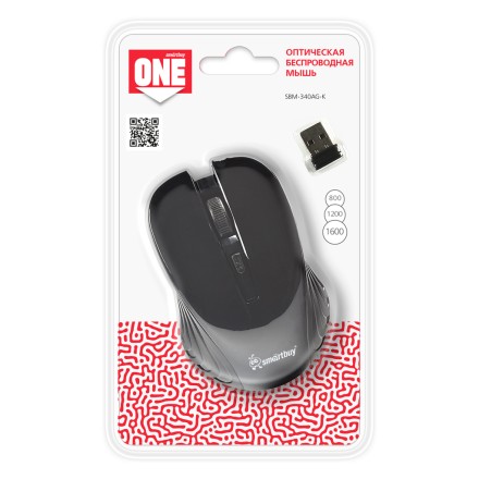  Мышь беспроводная Smartbuy ONE 340AG USB/DPI 800-1200-1600/4 кнопки/1AA черная (SBM-340AG-K)