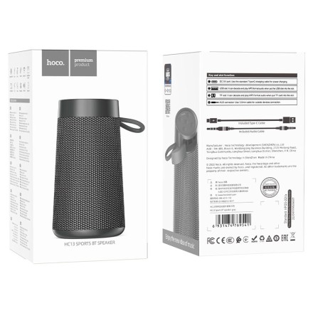  Bluetooth колонка Hoco HC13 BT5.0/2400mAh/4ч/10Вт/TF/FM/USB/AUX серая
