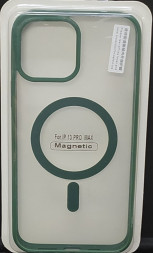 Накладка для i-Phone 13 Pro Max 6.7&quot; Magsafe силикон прозрачный бока зеленые