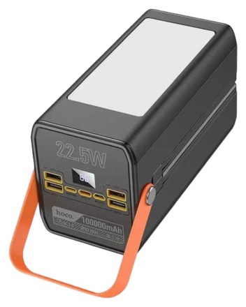  Powerbank Hoco DB49 100000mAh 4USB/1C с проводом Type-C/Lightning с фонариком черный