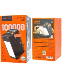 Powerbank Hoco DB49 100000mAh 4USB/1C с проводом Type-C/Lightning с фонариком черный