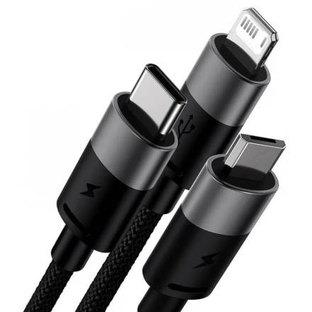  Usb Кабель-зарядка Micro/Lightning/Type-C Baseus Star Speed 1.2м (CAXS000001) чёрный