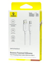 Usb Кабель-зарядка TYPE-C Baseus Foamed Silicone 100W 1м (E0426801) белый