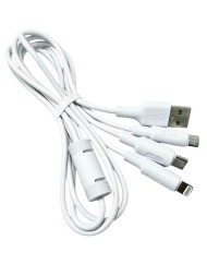 Usb Кабель-зарядка Micro Hoco X25 3в1 Micro/Lightning/Type-C 1м белый