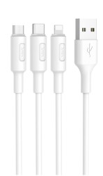 Usb Кабель-зарядка Micro Hoco X25 3в1 Micro/Lightning/Type-C 1м белый