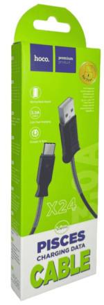  Usb Кабель-зарядка Type-C Hoco X24 Pisces 3A 1м силиконовый чёрный