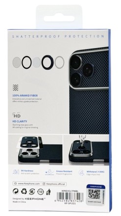  Защитное стекло i-Phone 17 Pro Max на линзы камеры Keephone Kevlar Lens синий