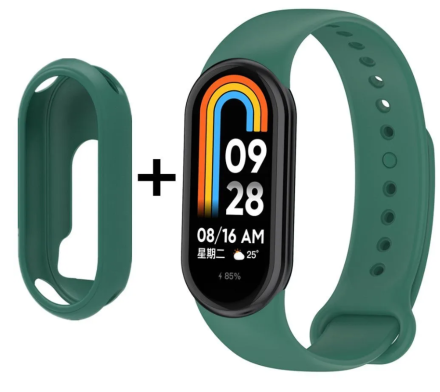  Ремешок для Xiaomi Mi Band 8 силиконовый темно-зеленый