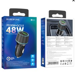 Автомобильное заряд. устр. Borofone BZ21 1USB/1C 48W черное
