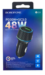 Автомобильное заряд. устр. Borofone BZ21 1USB/1C 48W черное