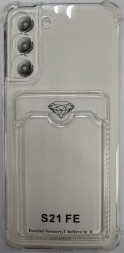 Чехол-накладка силикон с карманом под карту Samsung Galaxy S21FE прозрачный