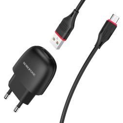 Сетевое зар. устр. Borofone BA49A с шнуром Micro 1USB 2.1A черное