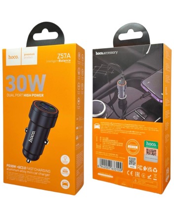  Автомобильное заряд. устр. Hoco Z57A 1USB/1C 30W темно-серый