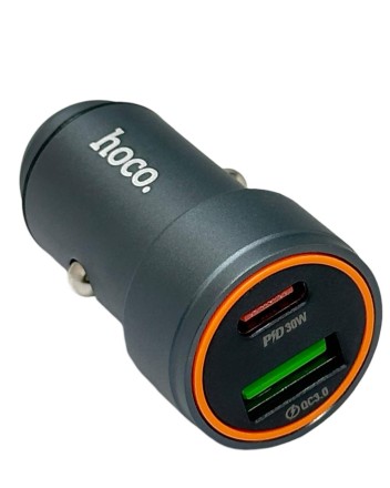  Автомобильное заряд. устр. Hoco Z57A 1USB/1C 30W темно-серый