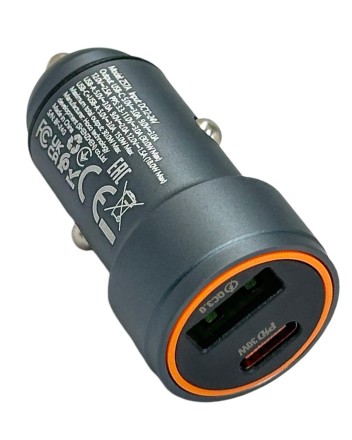  Автомобильное заряд. устр. Hoco Z57A 1USB/1C 30W темно-серый
