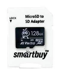 micro SDXC карта памяти Smartbuy 128GB U3 V30 A1 Advanced R/W up to 90/55 с адапт. (SB128GBSDU1A-AD)