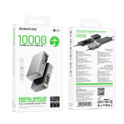 Powerbank Borofone BJ72 10000mAh 1USB/1C 22.5W/20W с дисплеем серый