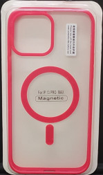 Накладка для i-Phone 13 Pro Max 6.7&quot; Magsafe силикон прозрачный бока красные