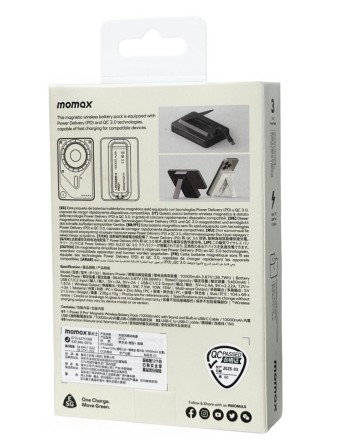  Powerbank магнитный с MagSafe Momax 1-Power X Pro+ 10000mAh IP132HKD черный