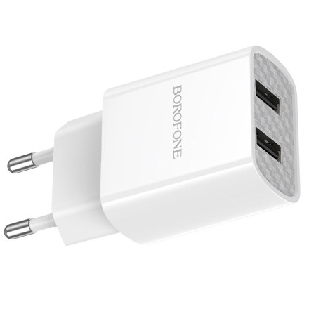  Сетевое зар. устр. Borofone BA53A 2USB 2.1A белое