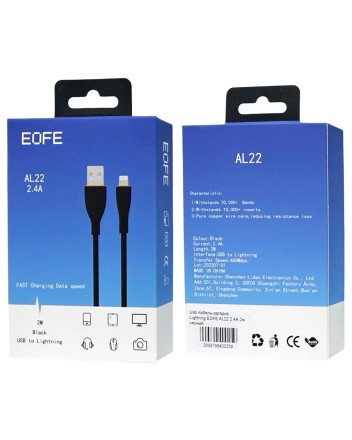  Usb Кабель-зарядка Lightning EOFE AL22 2.4A 2м черный