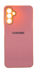 Чехол-накладка для Samsung Galaxy A13 силикон (стеклянная крышка) розовая