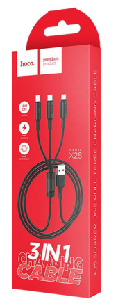  Usb Кабель-зарядка Micro Hoco X25 3в1 Micro/Lightning/Type-C 1м черный