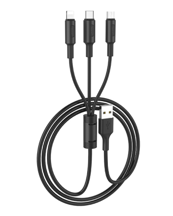  Usb Кабель-зарядка Micro Hoco X25 3в1 Micro/Lightning/Type-C 1м черный