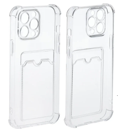 Чехол-накладка силикон с карманом под карту i-Phone 15 Pro Max 6.7" прозрачная