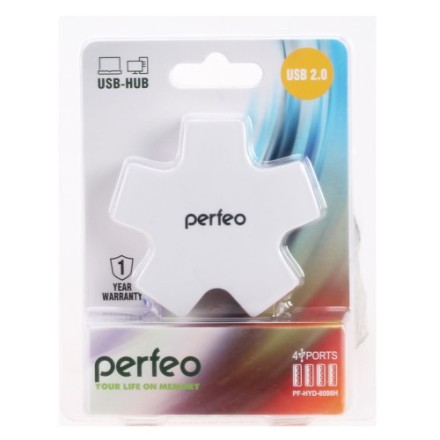  USB-хаб Perfeo 4 порта (PF-HYD-6098H) белый