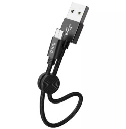 Usb Кабель-зарядка Type-c Hoco X35 Premium 2.4A 25см в тканевой оплётке черный