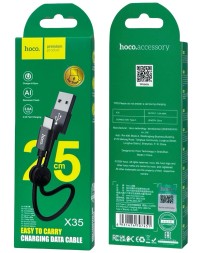 Usb Кабель-зарядка Type-c Hoco X35 Premium 2.4A 25см в тканевой оплётке черный