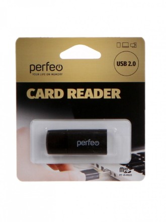  Картридер USB2.0 MicroSD Perfeo (PF-VI-R023) черный