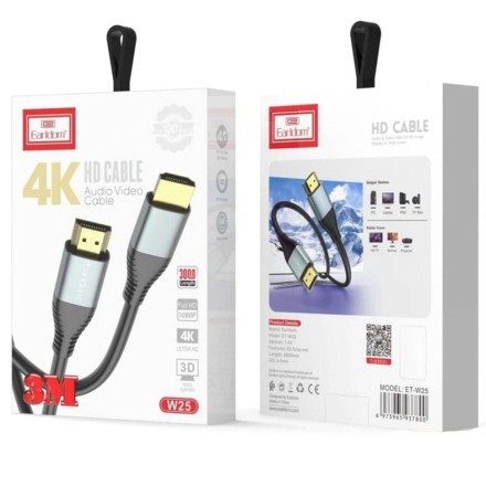  Кабель HDMI - HDMI v1.4 Earldom ET-W25 4K 3м черный