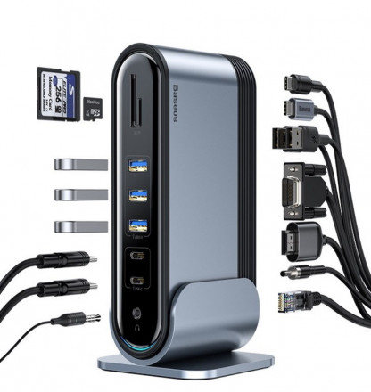 USB-концентратор Baseus Working Station Multifunctional Type-C/HDMI/SD/USB3.0/3.5мм/RJ45/