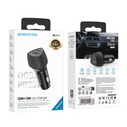 Автомобильное заряд. устр. Borofone BZ31C 1USB/1C 30W+18W черное