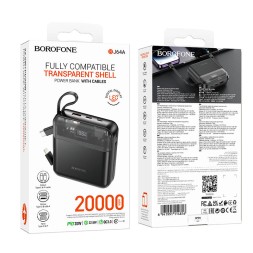 Powerbank Borofone BJ64A 20000mAh 1USB/1C/Lightning 22.5W/PD20W кабель Type C- lighting черный
